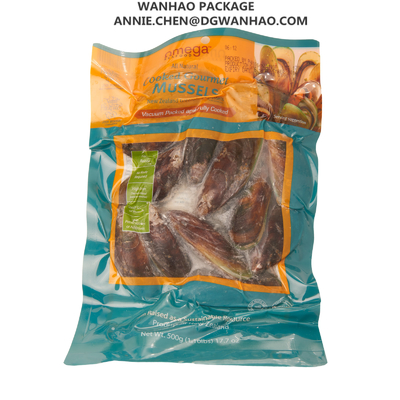Custom Printing Ready To Eat Food Mussel Vacuum Packaging Bags / Three Side Seal Vacuum Sealer Bags