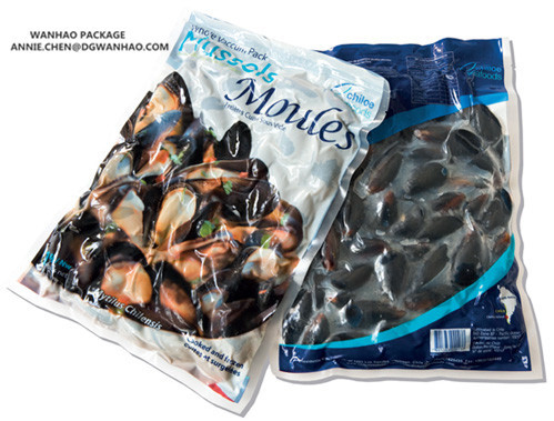 Printed Laminated Vacuum Packaging Bags For Cooked Mussels Packaging Freezer Storage