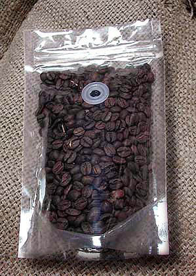 Transparent Food Grade Coffee Bean Packaging Bags / Clear Coffee Valve Bag with Ziplock