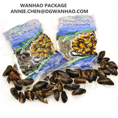 Laminated Vacuum Bags Custom Printing NYLON / LLDPE Frozen Food Mussel Vacuum Packaging Bags