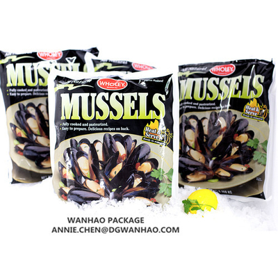 Laminated Vacuum Bags Custom Printing NYLON / LLDPE Frozen Food Mussel Vacuum Packaging Bags