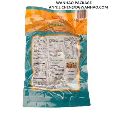 Custom Printing Ready To Eat Food Mussel Vacuum Packaging Bags / Three Side Seal Vacuum Sealer Bags