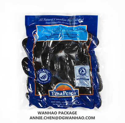 Printed Laminated Vacuum Packaging Bags For Cooked Mussels Packaging Freezer Storage