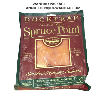 Nylon / PE Laminated Customize Printing Vacuum Packaging Bags for Premium Smoked Salmon Packaging